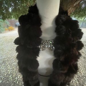 Rabbit Fur Pom Pom Scarf unbranded